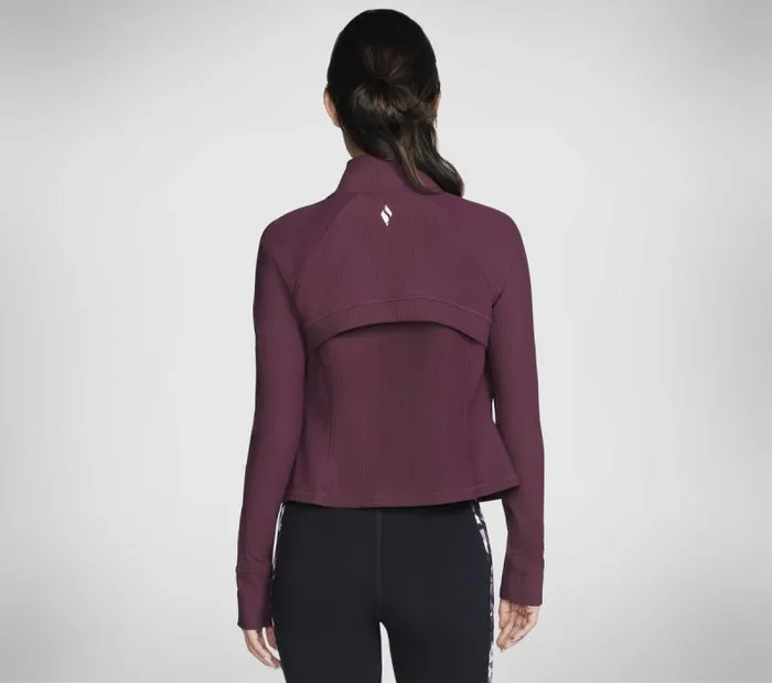 Skechers GO FLEX Rib Jacket Burgundy Pink Women Tops Skechers GO FLEX Rib Jacket Burgundy Pink Women Tops