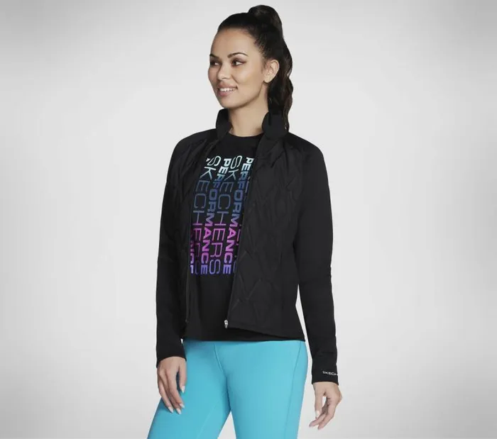 Skechers GO SHIELD Hybrid Performance Jacket Black Women Tops Skechers GO SHIELD Hybrid Performance Jacket Black Women Tops