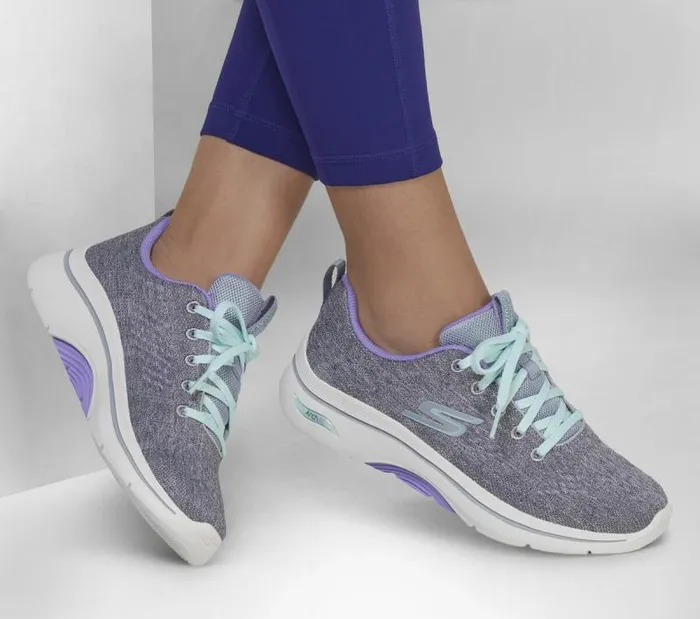 Skechers GO WALK Arch Fit 20 8211 Vivid Sunset Gray Lavender Women Athletic Sneakers