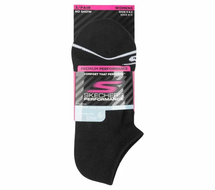 Skechers No Show Premium Basic Socks 8211 3 Pack Black WomenMen Socks Skechers No Show Premium Basic Socks 8211 3 Pack Black WomenMen Socks