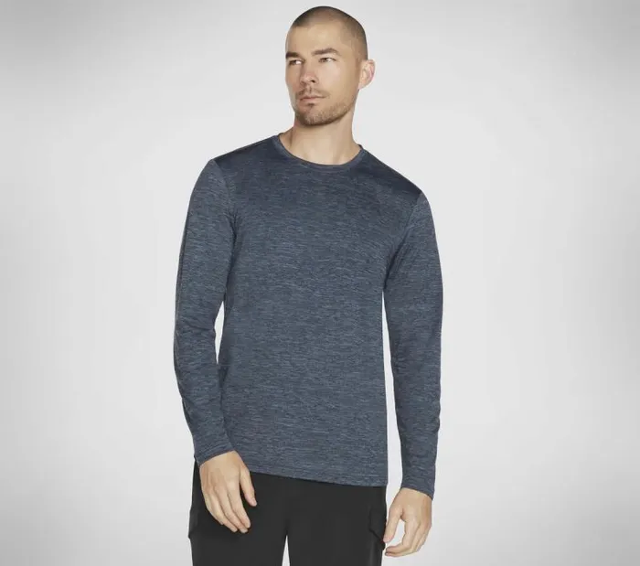 Skechers On The Road Long Sleeve Blue Gray Men Tops