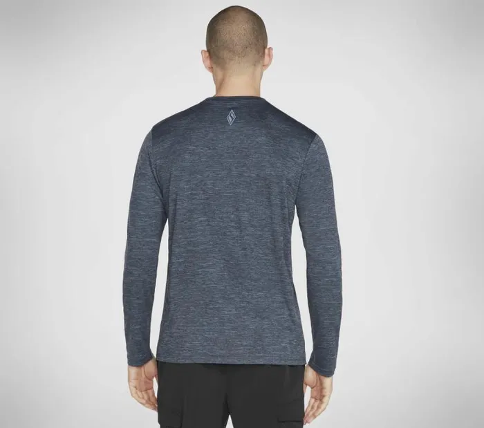 Skechers On The Road Long Sleeve Blue Gray Men Tops Skechers On The Road Long Sleeve Blue Gray Men Tops