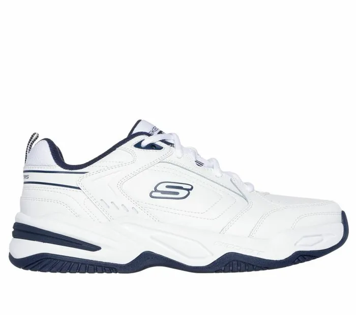 Skechers Relaxed Fit Durham 8211 Delck White Navy Men Athletic Sneakers