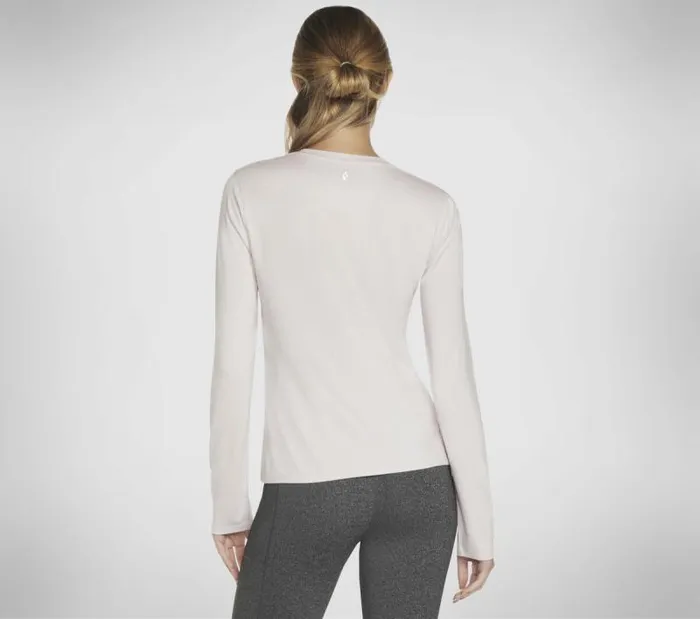 Skechers Shimmer Stripe Long Sleeve Lavender Pink Women Tops Skechers Shimmer Stripe Long Sleeve Lavender Pink Women Tops
