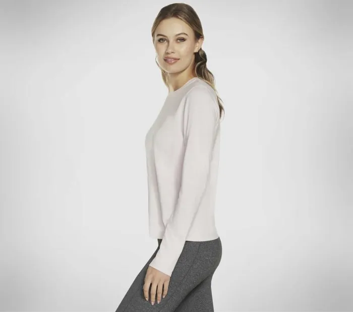 Skechers Shimmer Stripe Long Sleeve Lavender Pink Women Tops Skechers Shimmer Stripe Long Sleeve Lavender Pink Women Tops