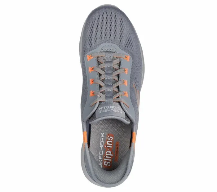 Skechers Skechers Slipins GO WALK Massage Fit Gray Orange Men Athletic Sneakers