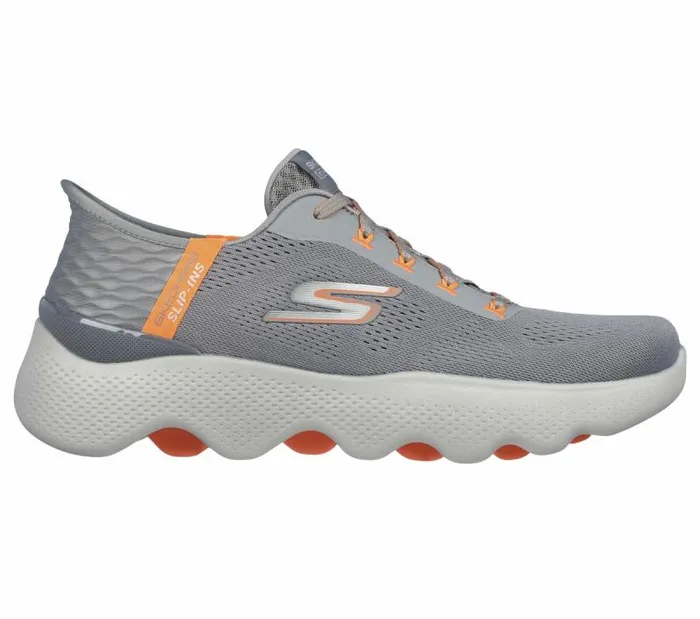 Skechers Skechers Slipins GO WALK Massage Fit Gray Orange Men Athletic Sneakers