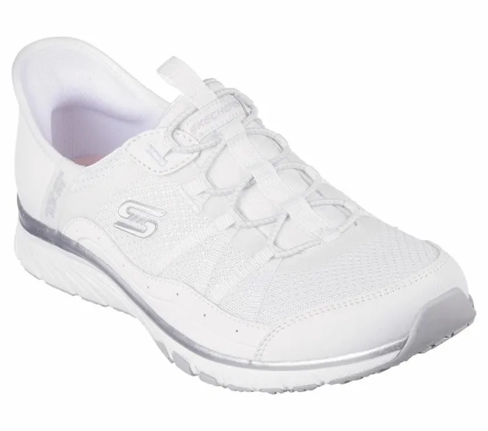 Skechers Skechers Slipins Gratis Sport 8211 Leisurely White Silver Women Casual Sneakers