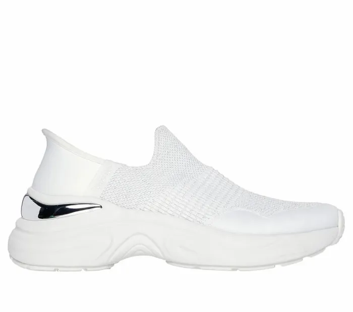 Skechers Skechers Slipins Hazel 8211 Priya White Silver Women Casual Sneakers Skechers Skechers Slipins Hazel 8211 Priya White Silver Women Casual Sneakers