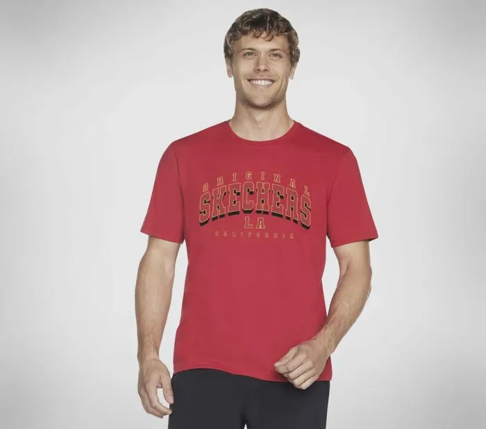 Skechers Skechers University Tee Red Red Men Tops