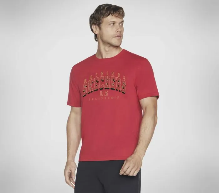 Skechers Skechers University Tee Red Red Men Tops Skechers Skechers University Tee Red Red Men Tops