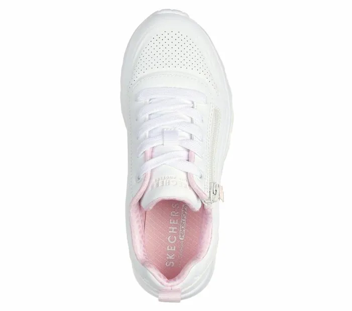 Skechers Uno Lite 8211 Easy Zip White Kids Athletic Shoes and Sneakers