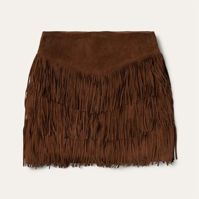 Skirts and Shorts Women Stetson Lamb Suede Fringe Mini Skirt Brown