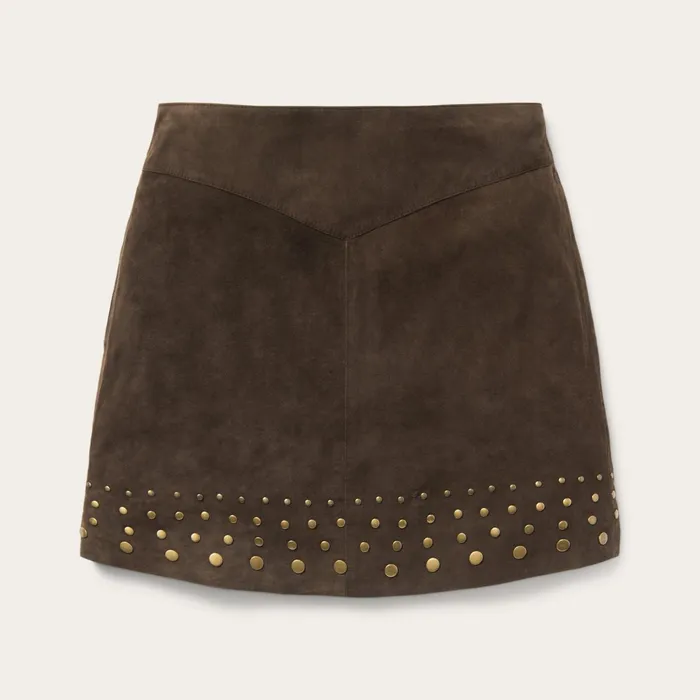 Skirts and Shorts Women Stetson Lamb Suede Skirt With Nailheads Brown
