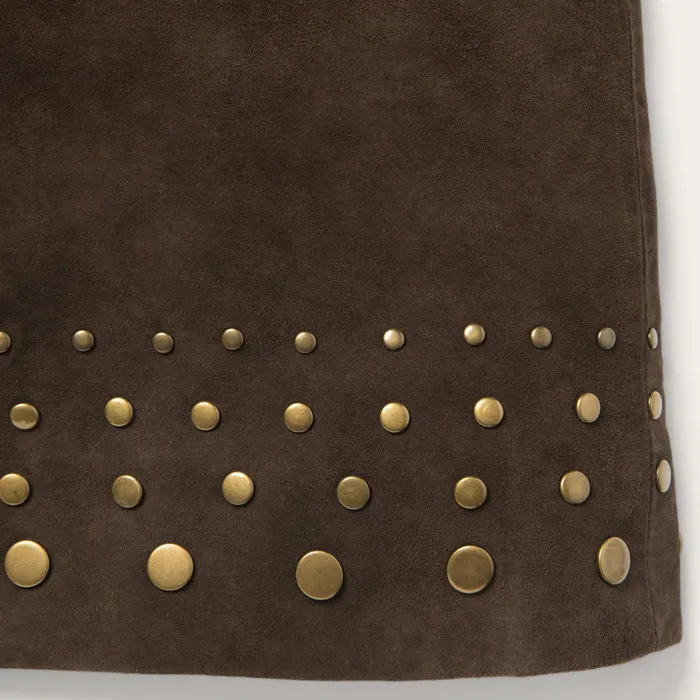 Skirts and Shorts Women Stetson Lamb Suede Skirt With Nailheads Brown Skirts and Shorts Women Stetson Lamb Suede Skirt With Nailheads Brown