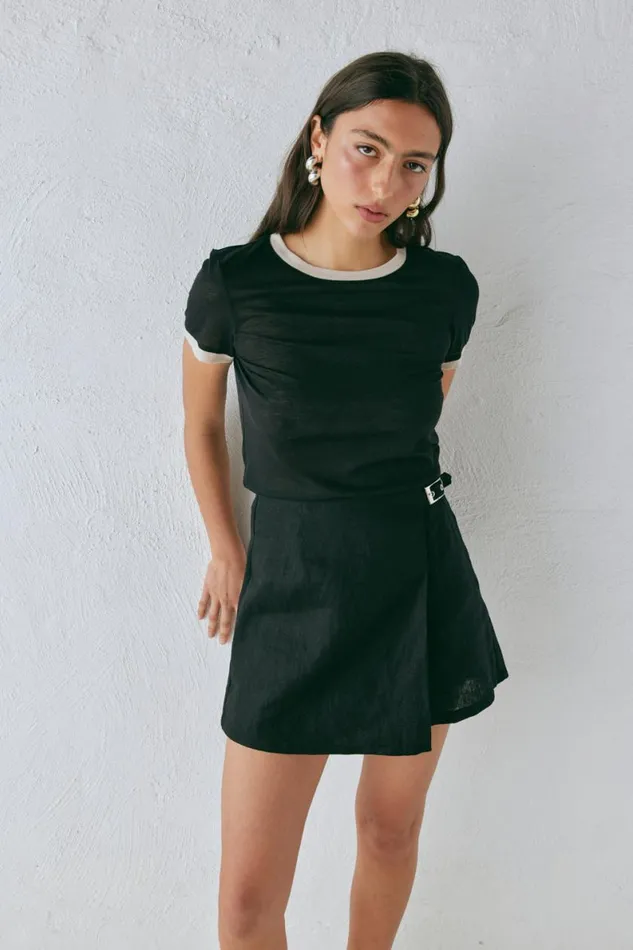 Skirts Women VRG GRL Matteo Linen Skort Black
