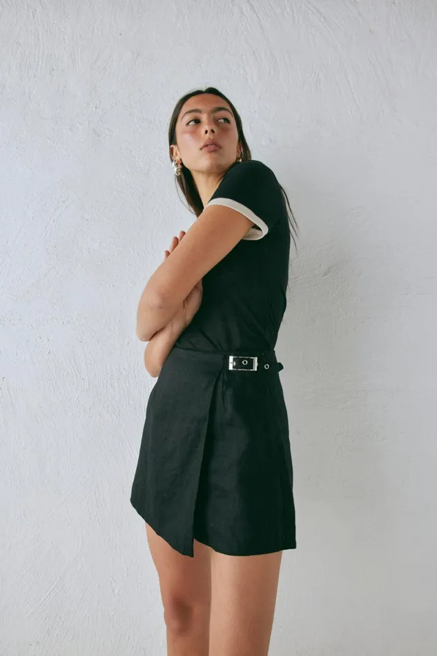 Skirts Women VRG GRL Matteo Linen Skort Black Skirts Women VRG GRL Matteo Linen Skort Black