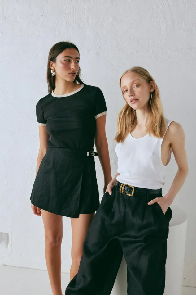 Skirts Women VRG GRL Matteo Linen Skort Black Skirts Women VRG GRL Matteo Linen Skort Black