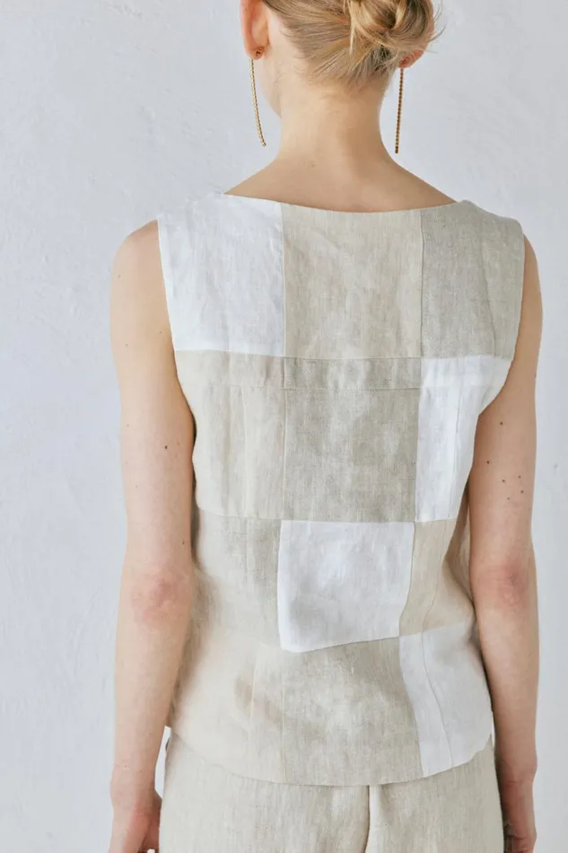 Sleeveless Women VRG GRL Rare Linen Vest Natural Sleeveless Women VRG GRL Rare Linen Vest Natural