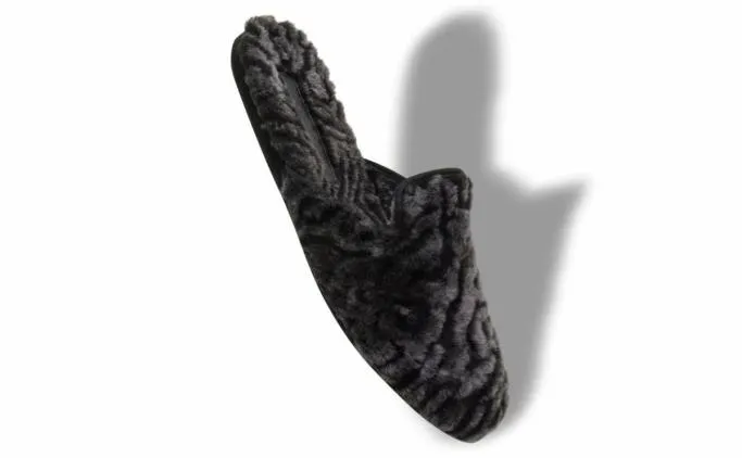 Slippers Men Manolo Blahnik MONTAGUEBlack Shearling Slippers