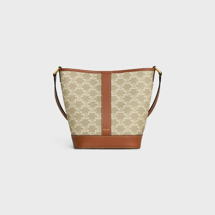 Small Bucket Cuir Triomphe In Triomphe Canvas And Calfskin Grege Women CELINE TRIOMPHE CANVAS Small Bucket Cuir Triomphe In Triomphe Canvas And Calfskin Grege Women CELINE TRIOMPHE CANVAS
