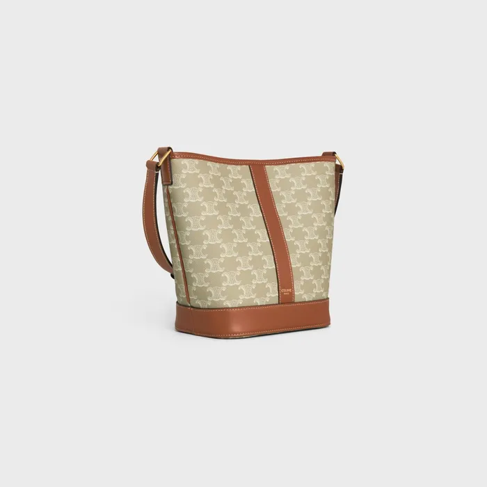 Small Bucket Cuir Triomphe In Triomphe Canvas And Calfskin Grege Women CELINE TRIOMPHE CANVAS Small Bucket Cuir Triomphe In Triomphe Canvas And Calfskin Grege Women CELINE TRIOMPHE CANVAS