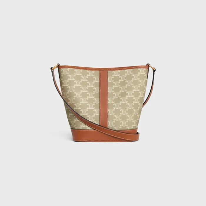 Small Bucket Cuir Triomphe In Triomphe Canvas And Calfskin Grege Women CELINE TRIOMPHE CANVAS Small Bucket Cuir Triomphe In Triomphe Canvas And Calfskin Grege Women CELINE TRIOMPHE CANVAS