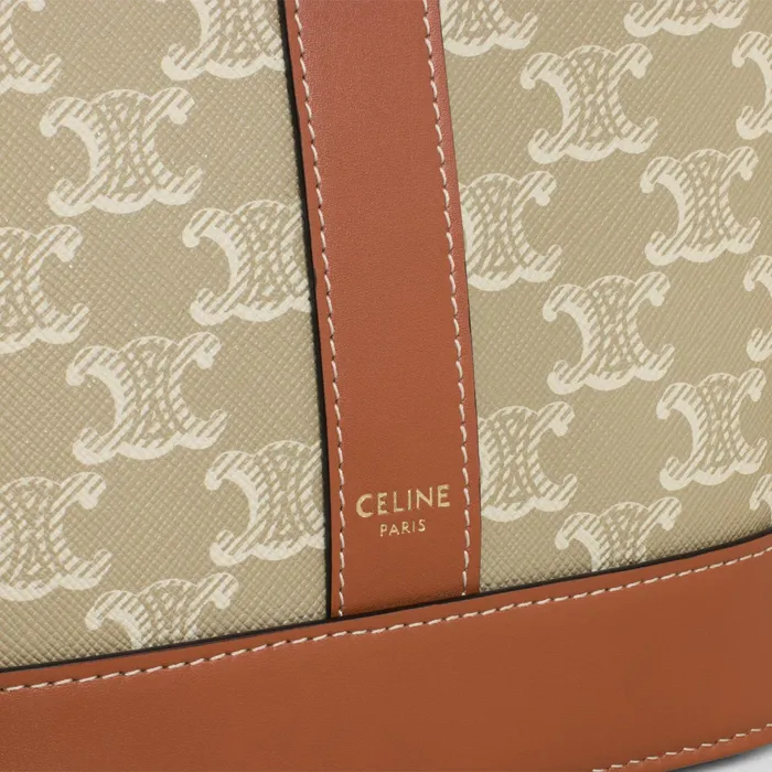 Small Bucket Cuir Triomphe In Triomphe Canvas And Calfskin Grege Women CELINE TRIOMPHE CANVAS Small Bucket Cuir Triomphe In Triomphe Canvas And Calfskin Grege Women CELINE TRIOMPHE CANVAS