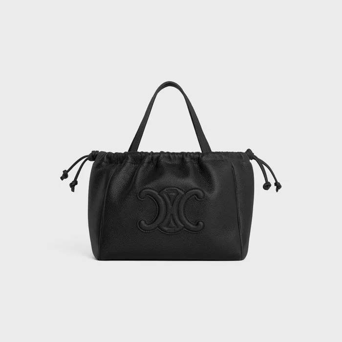 Small Cabas Drawstring Cuir Triomphe In Grained Calfskin Black Women CELINE CUIR TRIOMPHE Small Cabas Drawstring Cuir Triomphe In Grained Calfskin Black Women CELINE CUIR TRIOMPHE