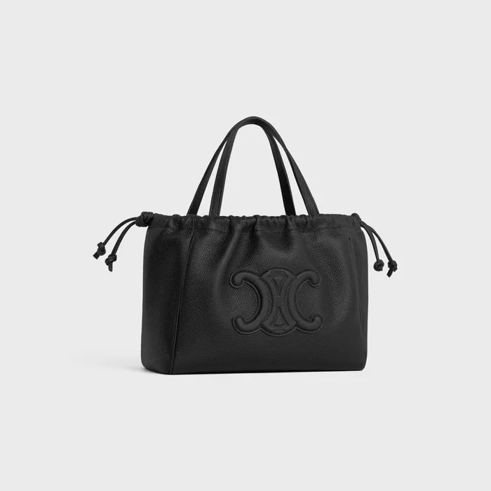 Small Cabas Drawstring Cuir Triomphe In Grained Calfskin Black Women CELINE CUIR TRIOMPHE Small Cabas Drawstring Cuir Triomphe In Grained Calfskin Black Women CELINE CUIR TRIOMPHE