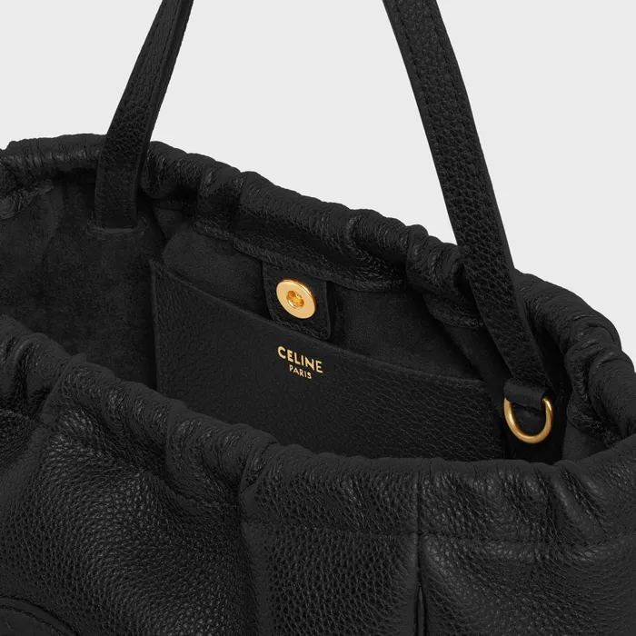 Small Cabas Drawstring Cuir Triomphe In Grained Calfskin Black Women CELINE CUIR TRIOMPHE Small Cabas Drawstring Cuir Triomphe In Grained Calfskin Black Women CELINE CUIR TRIOMPHE