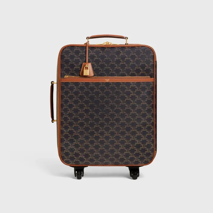 Small Trolley In Triomphe Canvas And Calfskin Tan Men CELINE BUSINESS AND TRAVEL BAGS Small Trolley In Triomphe Canvas And Calfskin Tan Men CELINE BUSINESS AND TRAVEL BAGS