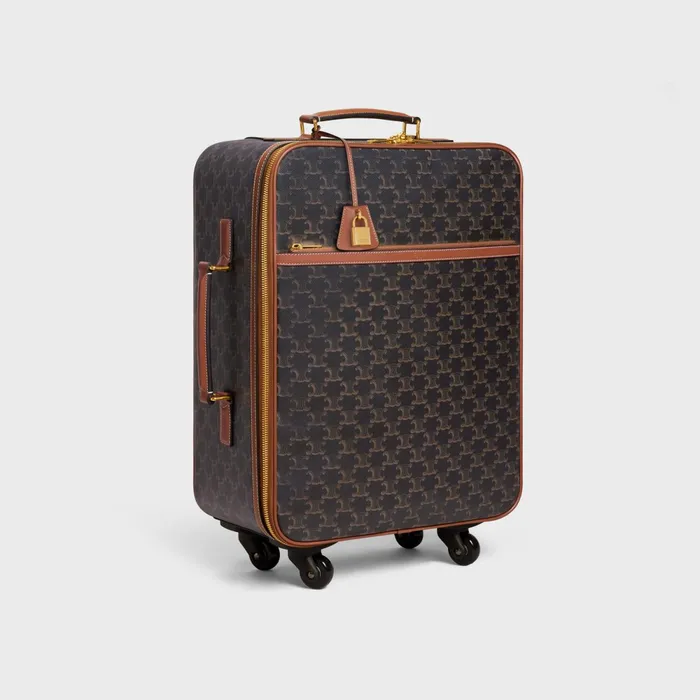 Small Trolley In Triomphe Canvas And Calfskin Tan Men CELINE BUSINESS AND TRAVEL BAGS Small Trolley In Triomphe Canvas And Calfskin Tan Men CELINE BUSINESS AND TRAVEL BAGS