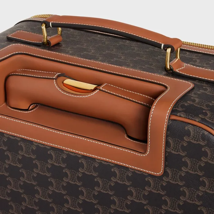 Small Trolley In Triomphe Canvas And Calfskin Tan Men CELINE BUSINESS AND TRAVEL BAGS Small Trolley In Triomphe Canvas And Calfskin Tan Men CELINE BUSINESS AND TRAVEL BAGS