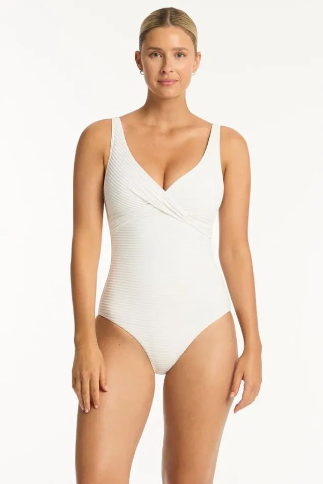 Spinnaker Cross Front One Piece Spinnaker White Women Sea Level One Pieces