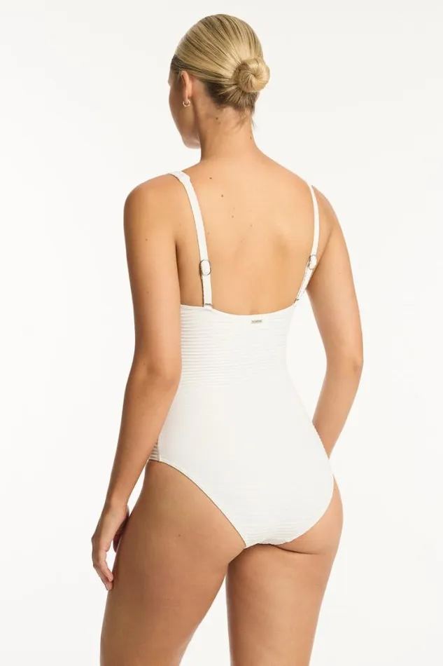 Spinnaker Cross Front One Piece Spinnaker White Women Sea Level One Pieces