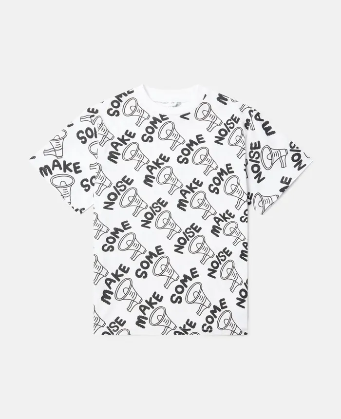 Stella McCartney 039Make Some Noise039 Megaphone Print Oversized TShirt White Kids TShirts And Sweatshirt Stella McCartney 039Make Some Noise039 Megaphone Print Oversized TShirt White Kids TShirts And Sweatshirt