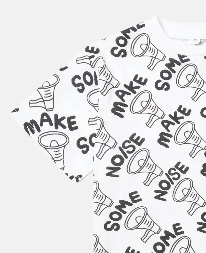 Stella McCartney 039Make Some Noise039 Megaphone Print Oversized TShirt White Kids TShirts And Sweatshirt Stella McCartney 039Make Some Noise039 Megaphone Print Oversized TShirt White Kids TShirts And Sweatshirt