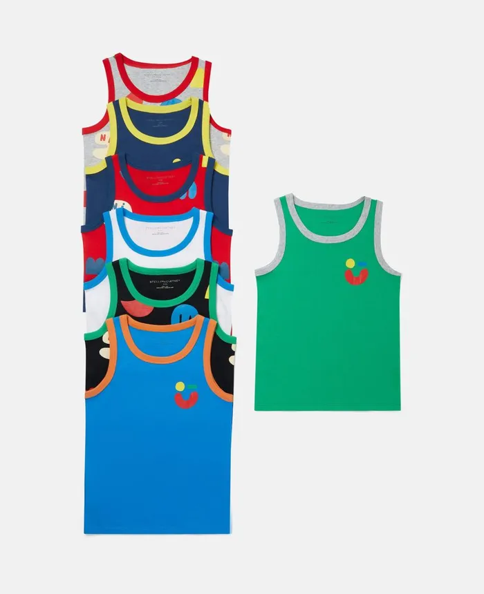 Stella McCartney 7 Pack Of Shape Print Vests Multicolour Kids Shoes And Accessories Stella McCartney 7 Pack Of Shape Print Vests Multicolour Kids Shoes And Accessories