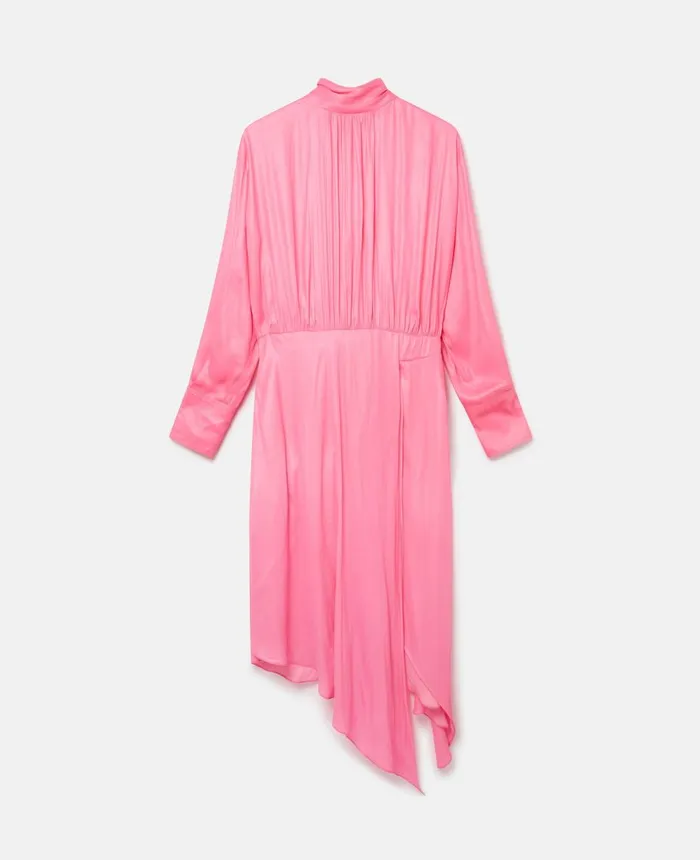 Stella McCartney Asymmetric Hem High Neck Dress Glow Pink Women Dresses