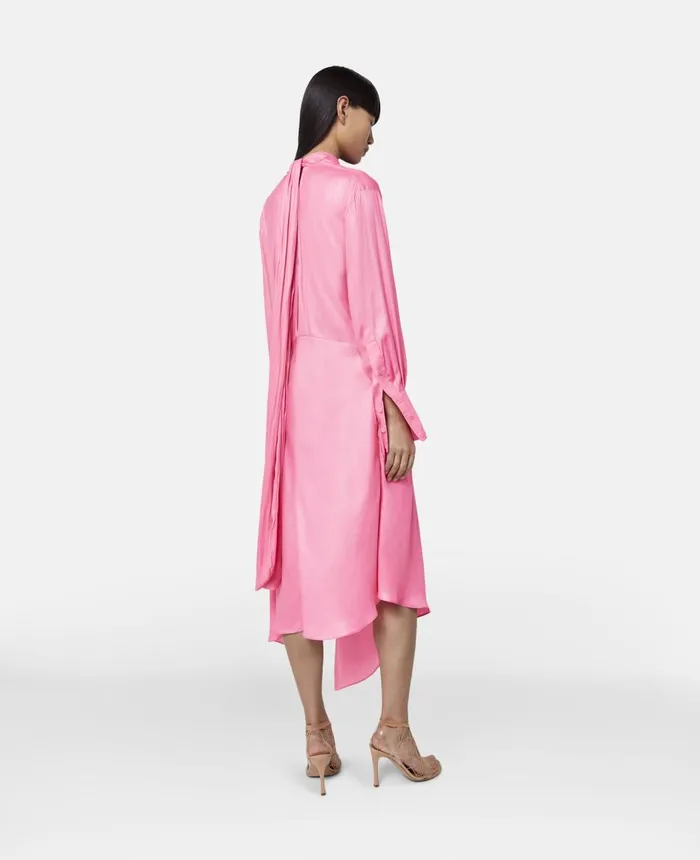Stella McCartney Asymmetric Hem High Neck Dress Glow Pink Women Dresses