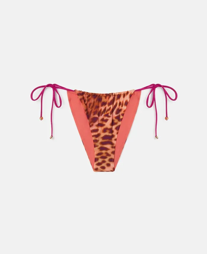 Stella McCartney Blurred Cheetah Print SideTie Bikini Briefs Pink Women Swimwear Stella McCartney Blurred Cheetah Print SideTie Bikini Briefs Pink Women Swimwear