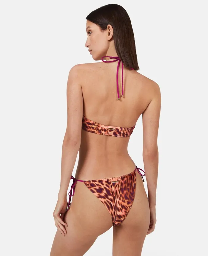 Stella McCartney Blurred Cheetah Print SideTie Bikini Briefs Pink Women Swimwear Stella McCartney Blurred Cheetah Print SideTie Bikini Briefs Pink Women Swimwear