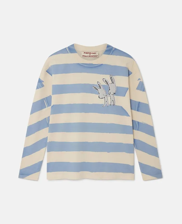 Stella McCartney Bunny Embroidery Breton TShirt Creampale Blue WomenMen TShirts Stella McCartney Bunny Embroidery Breton TShirt Creampale Blue WomenMen TShirts