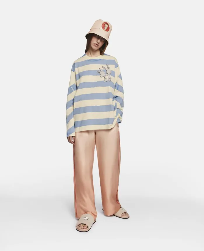 Stella McCartney Bunny Embroidery Breton TShirt Creampale Blue WomenMen TShirts Stella McCartney Bunny Embroidery Breton TShirt Creampale Blue WomenMen TShirts
