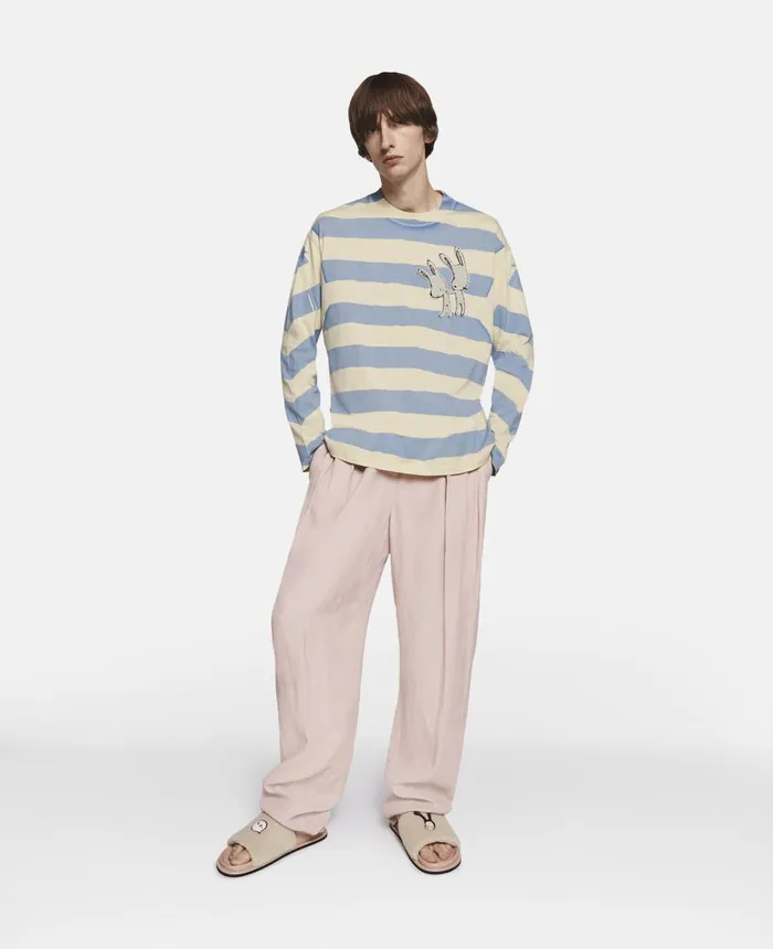 Stella McCartney Bunny Embroidery Breton TShirt Creampale Blue WomenMen TShirts Stella McCartney Bunny Embroidery Breton TShirt Creampale Blue WomenMen TShirts