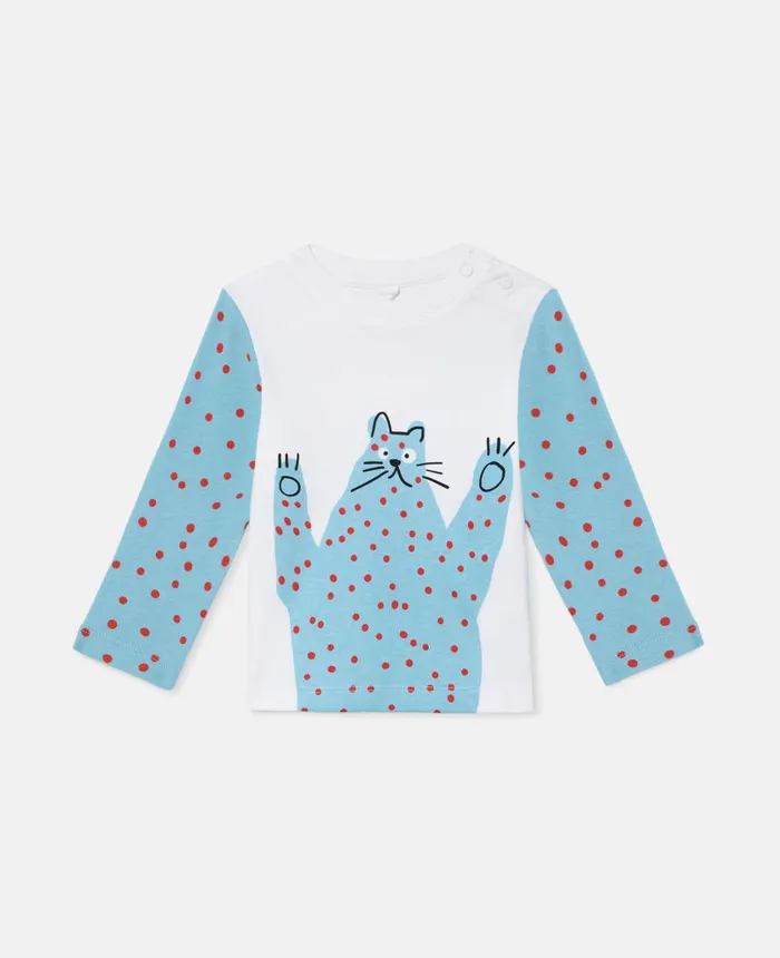Stella McCartney Cat Print Long Sleeve TShirt Blue Kids Sweatshirt And TShirts Stella McCartney Cat Print Long Sleeve TShirt Blue Kids Sweatshirt And TShirts