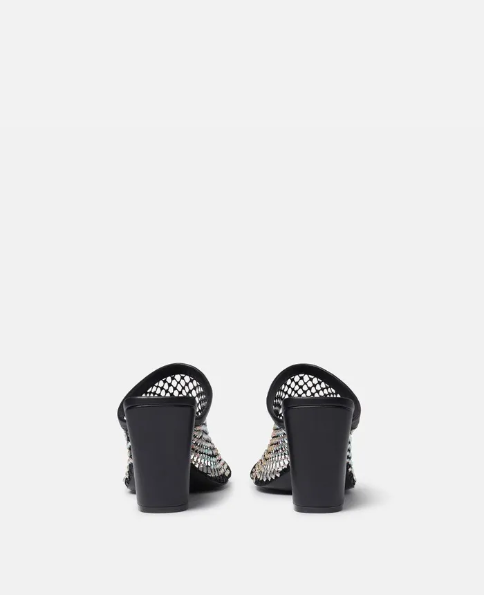 Stella McCartney Crystal Mesh Mules Black Women Heels
