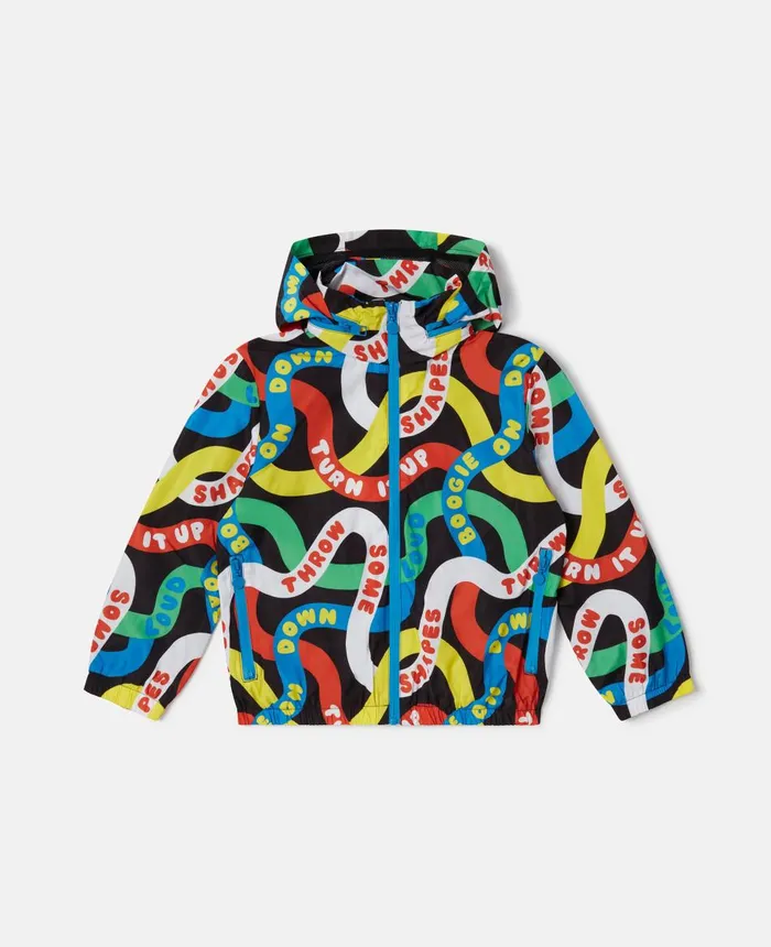 Stella McCartney Dancing Words Print Hooded Jacket Multicolour Kids Outerwear Stella McCartney Dancing Words Print Hooded Jacket Multicolour Kids Outerwear