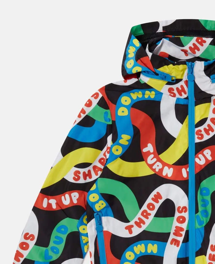 Stella McCartney Dancing Words Print Hooded Jacket Multicolour Kids Outerwear Stella McCartney Dancing Words Print Hooded Jacket Multicolour Kids Outerwear